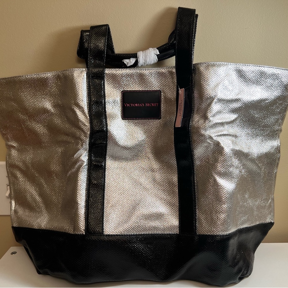 NWT Victoria’s Secret Silver and Black Tote Bag